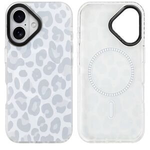 Stylish Gray Leopard Print for iPhone 16 Plus with Screen Protector